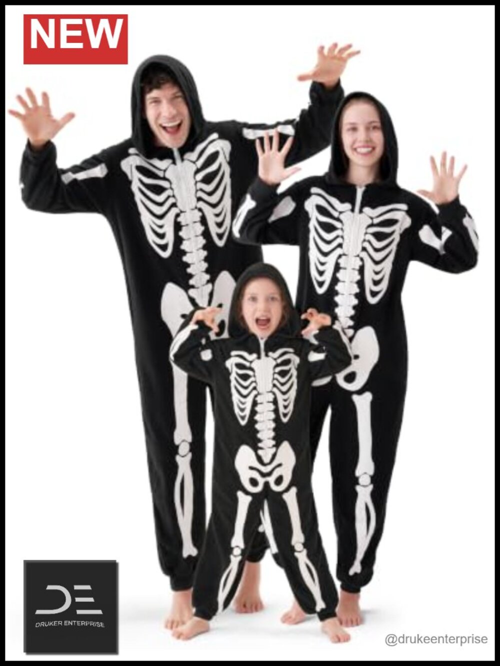 Spooktacular Creations Skeleton Jumpsuit Costume Hooded Zip Polyester
